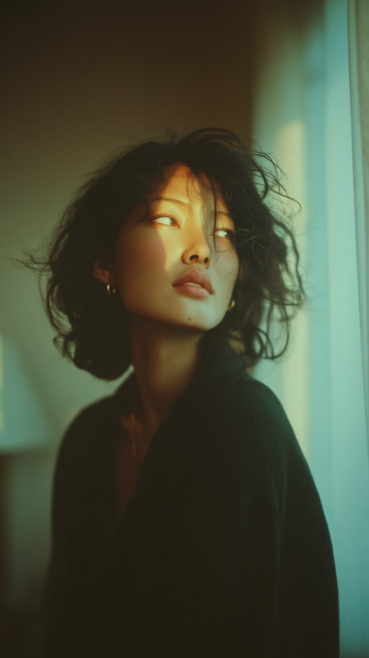 Portrait turned toward a window